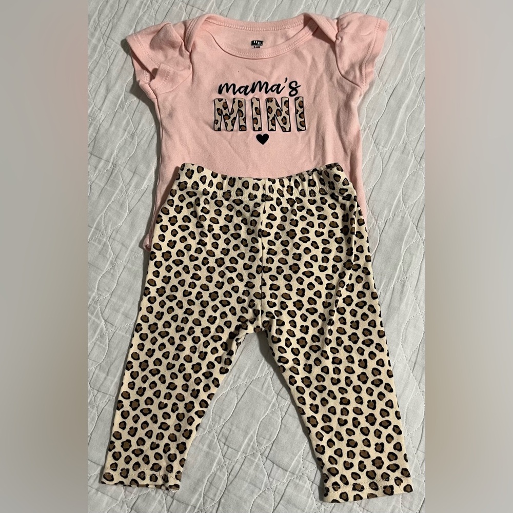 Kids Set with Pink Top and Leopard Print Pants